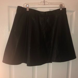 Black Faux Leather Forever 21 Skater Skirt